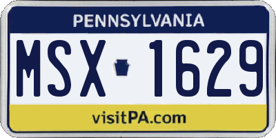 PA license plate MSX1629