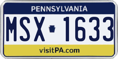 PA license plate MSX1633