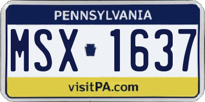 PA license plate MSX1637