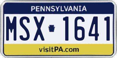 PA license plate MSX1641