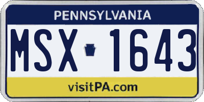 PA license plate MSX1643