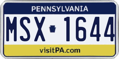 PA license plate MSX1644