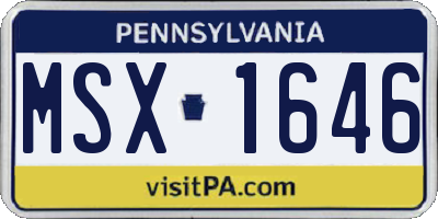 PA license plate MSX1646