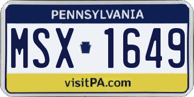 PA license plate MSX1649