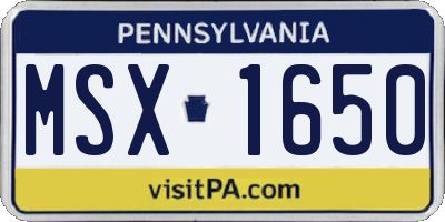PA license plate MSX1650