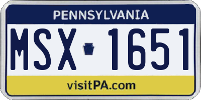 PA license plate MSX1651