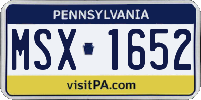 PA license plate MSX1652