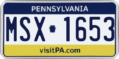 PA license plate MSX1653