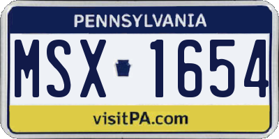 PA license plate MSX1654