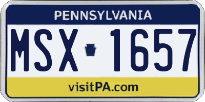 PA license plate MSX1657