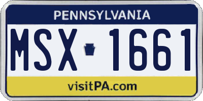 PA license plate MSX1661