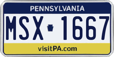 PA license plate MSX1667