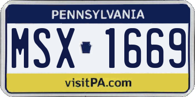 PA license plate MSX1669