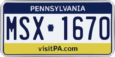 PA license plate MSX1670