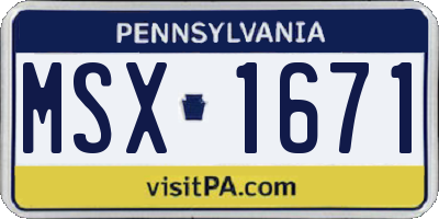 PA license plate MSX1671