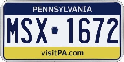 PA license plate MSX1672