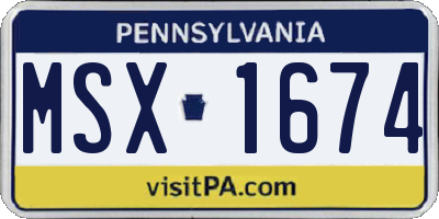PA license plate MSX1674