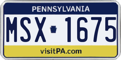 PA license plate MSX1675