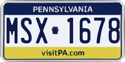 PA license plate MSX1678