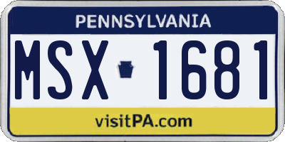 PA license plate MSX1681