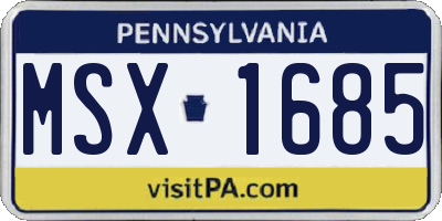 PA license plate MSX1685