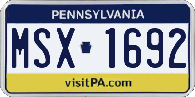 PA license plate MSX1692