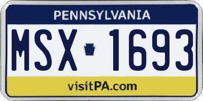 PA license plate MSX1693