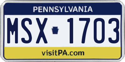 PA license plate MSX1703
