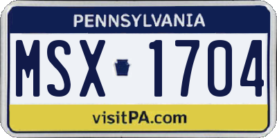 PA license plate MSX1704