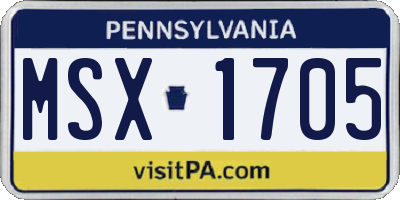 PA license plate MSX1705