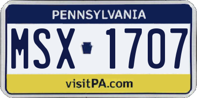 PA license plate MSX1707