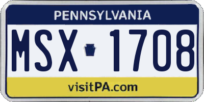 PA license plate MSX1708