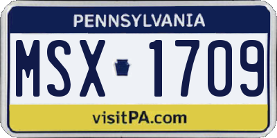 PA license plate MSX1709