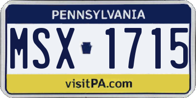 PA license plate MSX1715