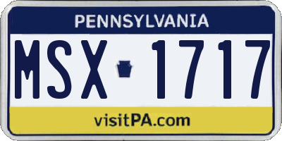 PA license plate MSX1717