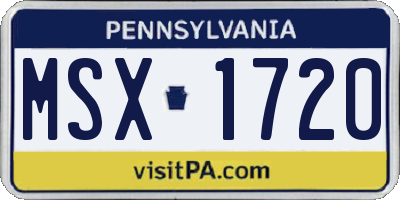 PA license plate MSX1720