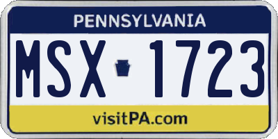 PA license plate MSX1723