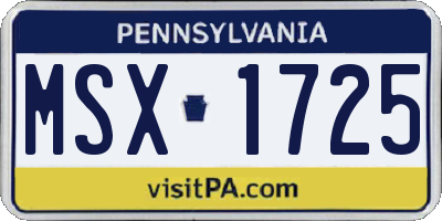 PA license plate MSX1725