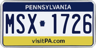 PA license plate MSX1726
