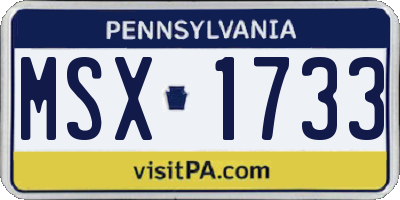 PA license plate MSX1733