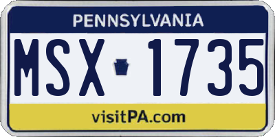 PA license plate MSX1735