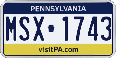 PA license plate MSX1743