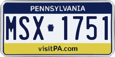 PA license plate MSX1751