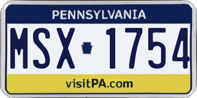PA license plate MSX1754