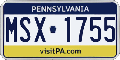 PA license plate MSX1755