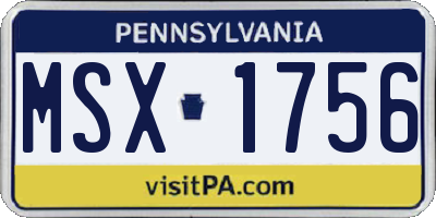 PA license plate MSX1756