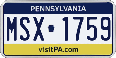PA license plate MSX1759