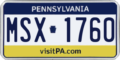 PA license plate MSX1760