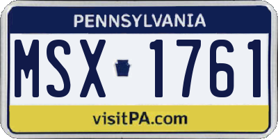 PA license plate MSX1761