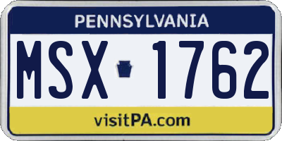 PA license plate MSX1762